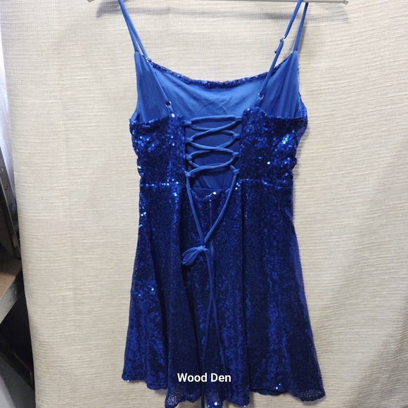 Blue Sequin skater Dress small - Picture 6 of 9